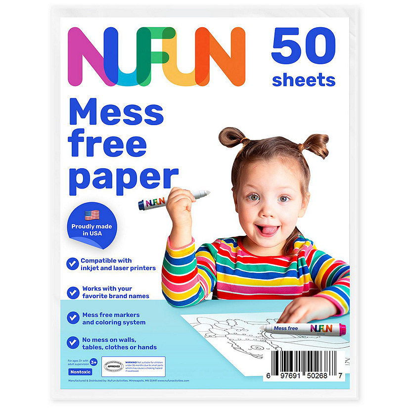 NuFun Activities Mess Free Coloring Blank Printable Paper, 8.5 x 11 Inch, (50 Sheets) Image
