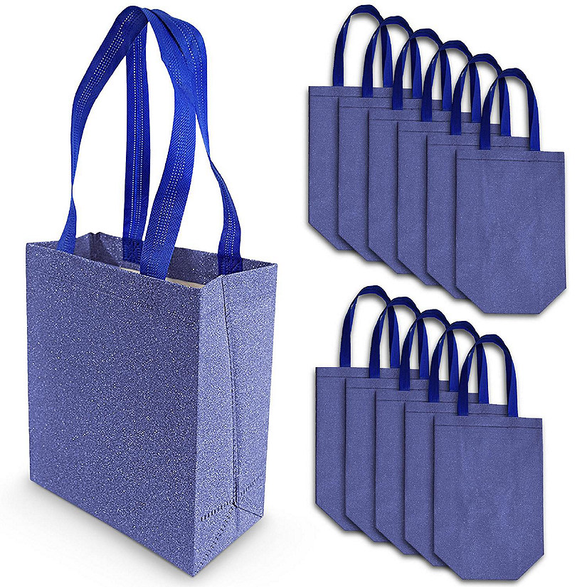 OccasionALL- 10x5x13 Inch 12 Pack Large Blue Reusable Gift Bag Tote with Handles Image