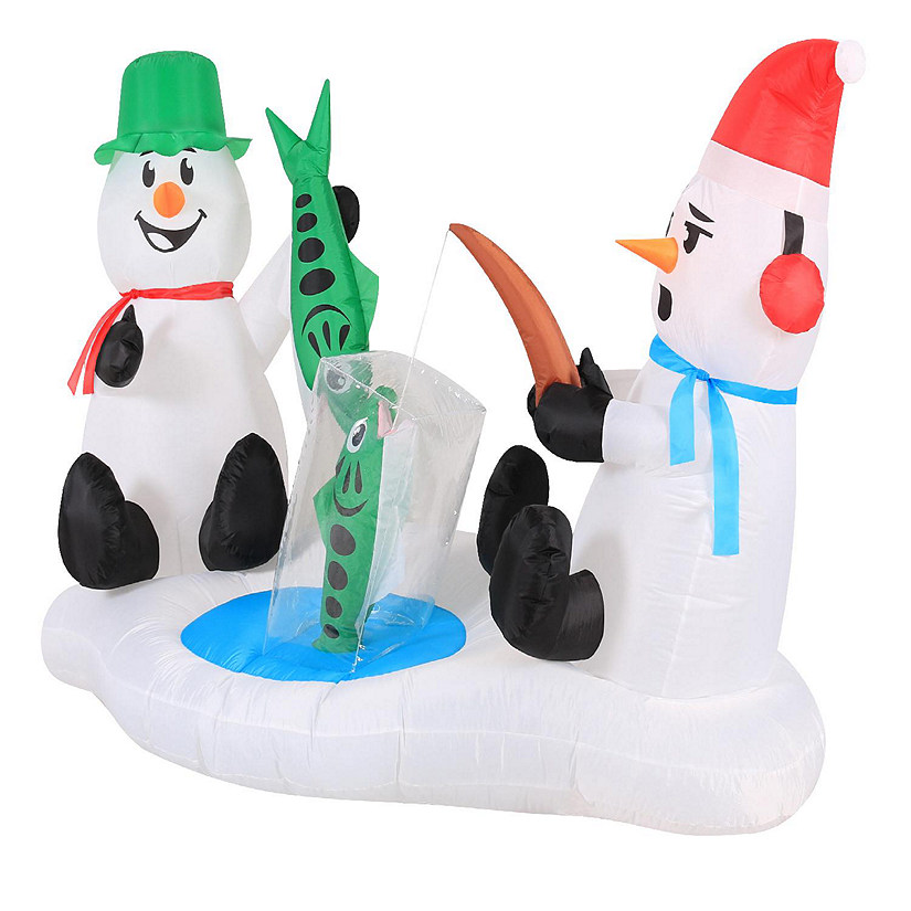 Occasions 6' INFLATABLE SNOWMEN ICE FISHING, 6 ft Tall, Multicolored Image