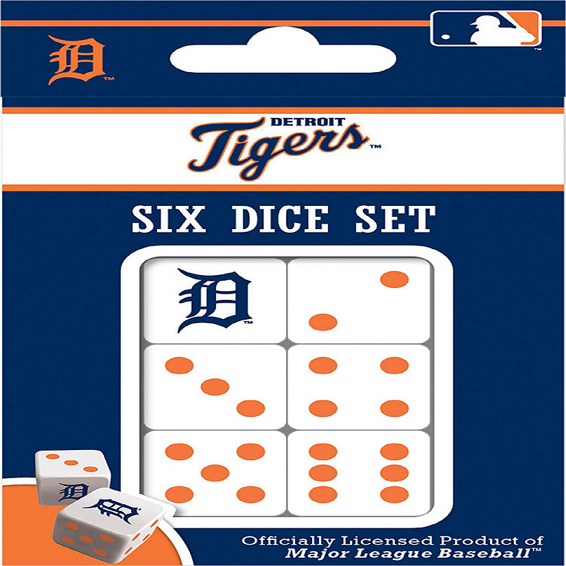 Officially Licensed MLB Detroit Tigers 6 Piece D6 Gaming Dice Set Image
