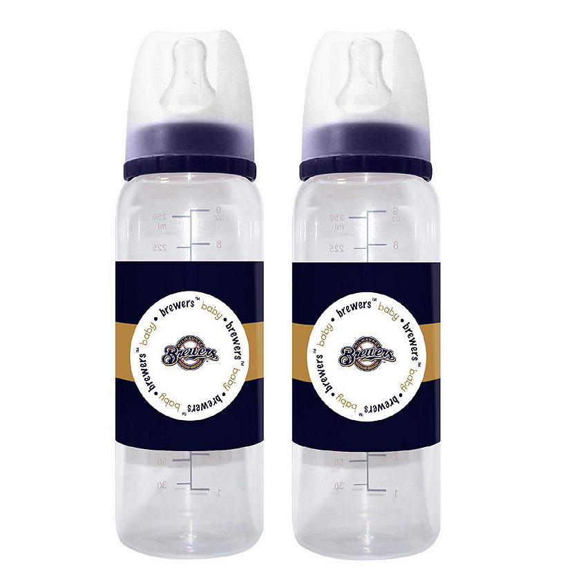 Officially Licensed MLB Milwaukee Brewers 9oz Infant Baby Bottle 2 Pack Image