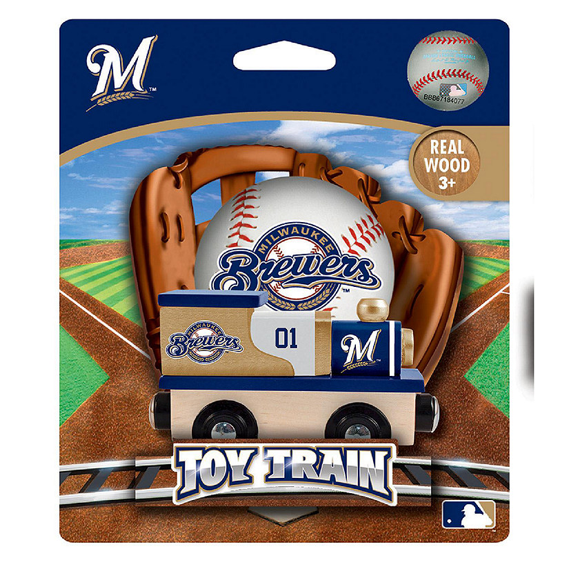 Officially Licensed MLB Milwaukee Brewers Wooden Toy Train Engine For Kids Image