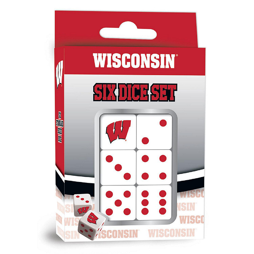 Officially Licensed NCAA Wisconsin Badgers 6 Piece D6 Gaming Dice Set Image