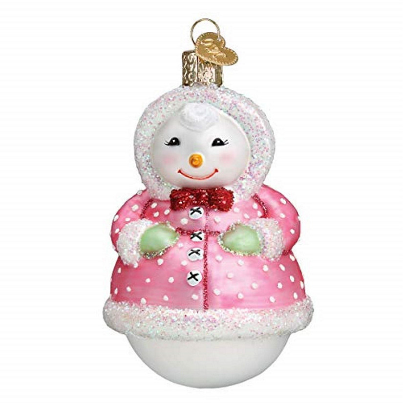 Old World #10231 Blown Glass Pink Jolly Snowlady Ornament Image