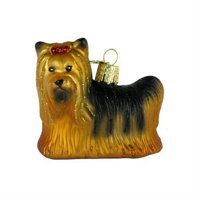 Old World Christmas 12151 Glass Blown Yorkie Ornament Image