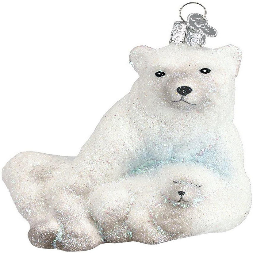 Old World Christmas 12249 Glass Blown Polar Bear With Cub Ornament Image