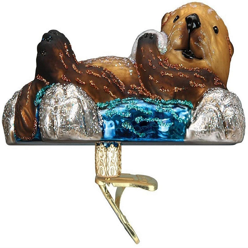 Old World Christmas 12506 Glass Blown Floating Sea Otter Ornament Image