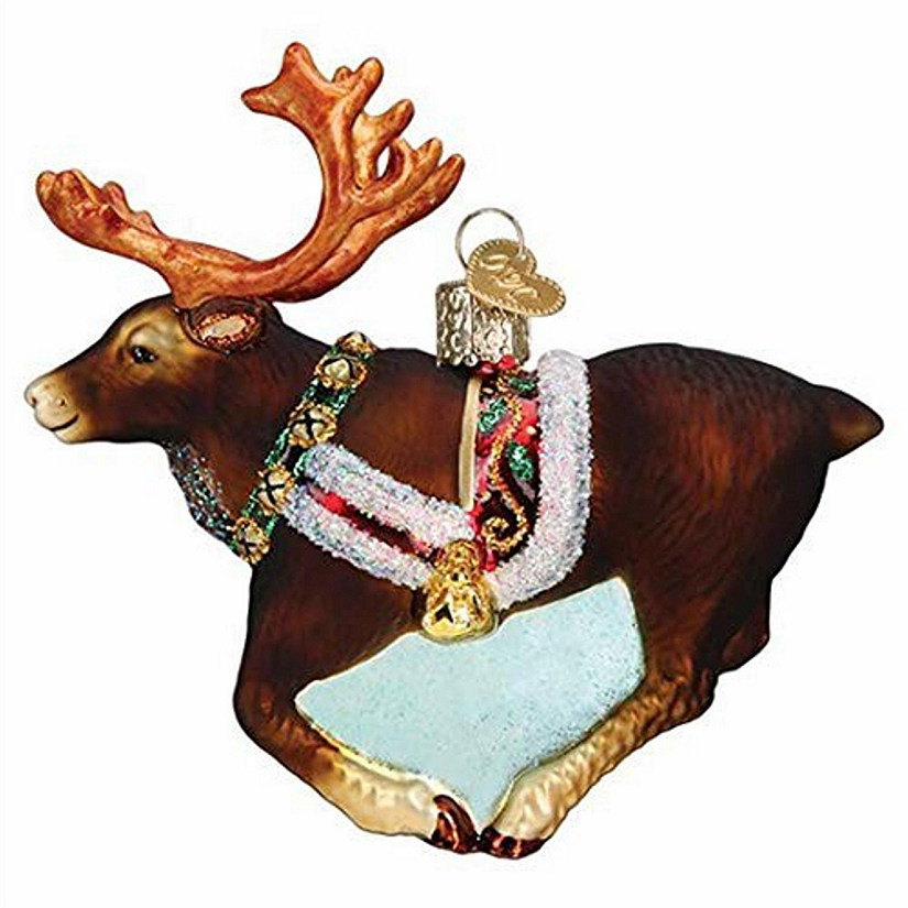 Old World Christmas 12573 Glass Blown Reindeer Ornament Image