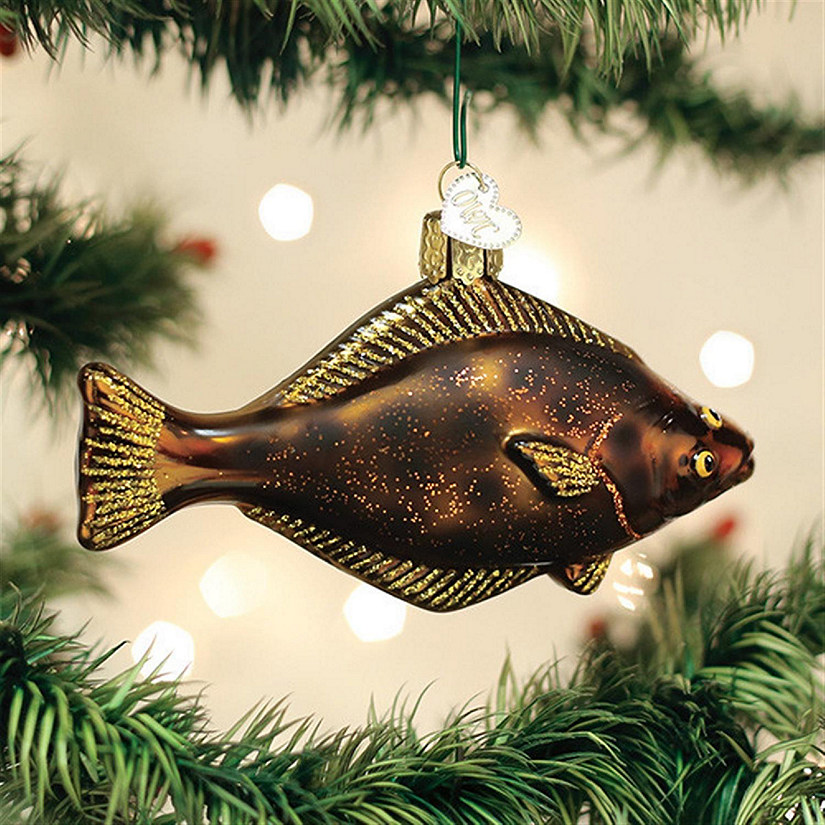 Old World Christmas #12584 Pacific Halibut Glass Blown Ornament Image