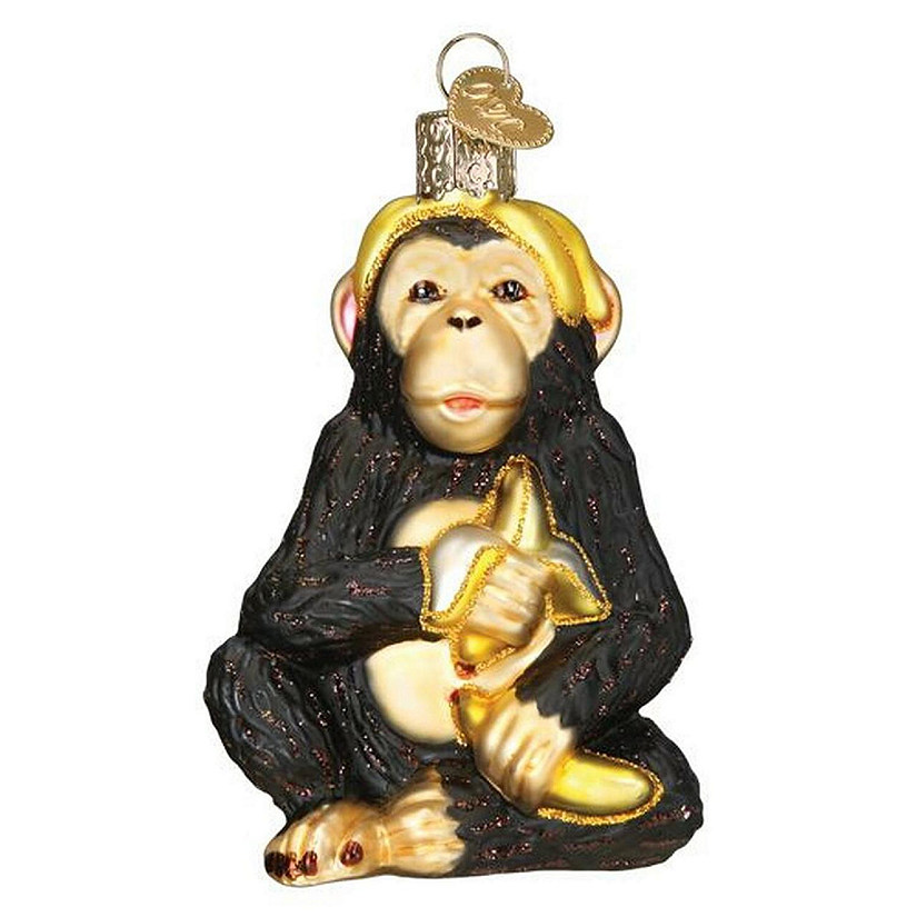 Old World Christmas #12591 Glass Blown Ornaments Chimpanzee, 3.75" Image