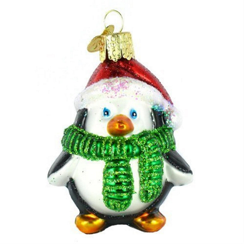 Old World Christmas 16083 Glass Blown Playful Penguin Ornament Image