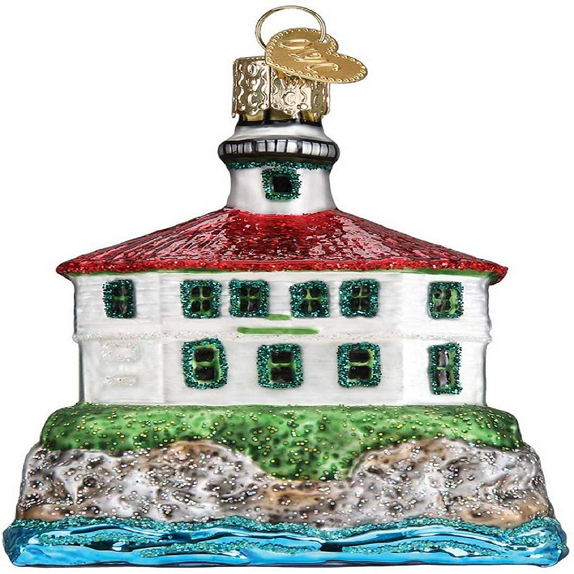 Old World Christmas #20114 Glass Blown Ornament, Eldred Rock Lighthouse 4" Image