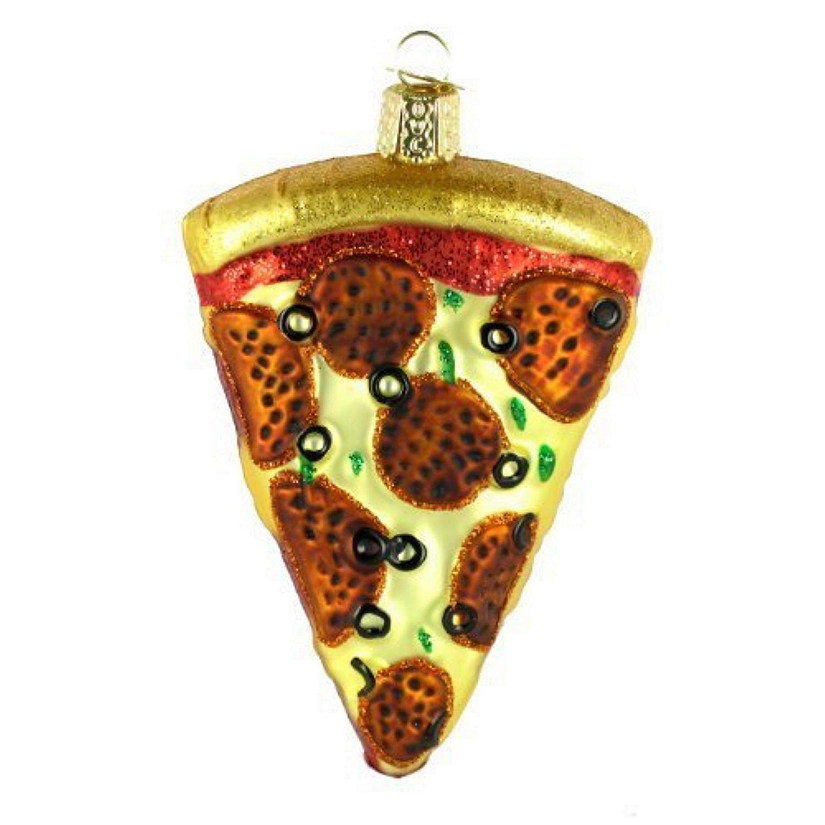 Old World Christmas 32047 Glass Blown Pizza Slice Ornament Image