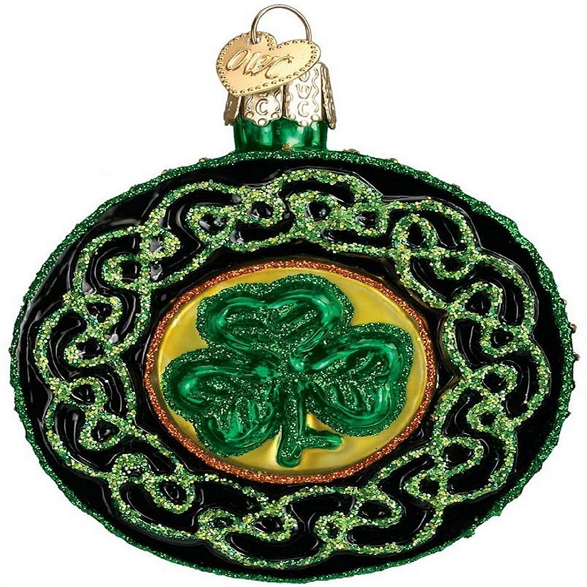 Old World Christmas 36116 Glass Blown Celtic Brooch Ornament Image