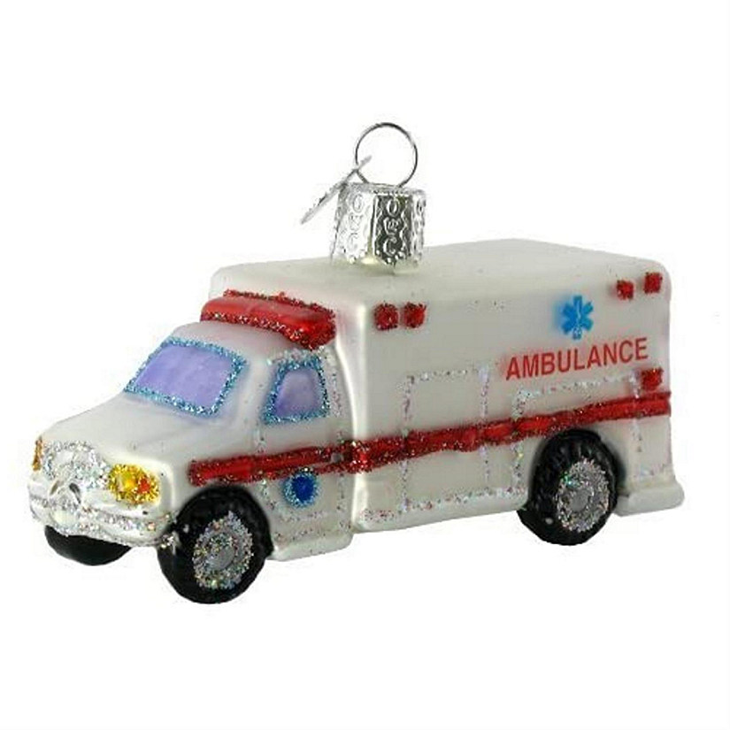 Old World Christmas #46022 Glass Blown Ornament, Ambulance 3.75" Image