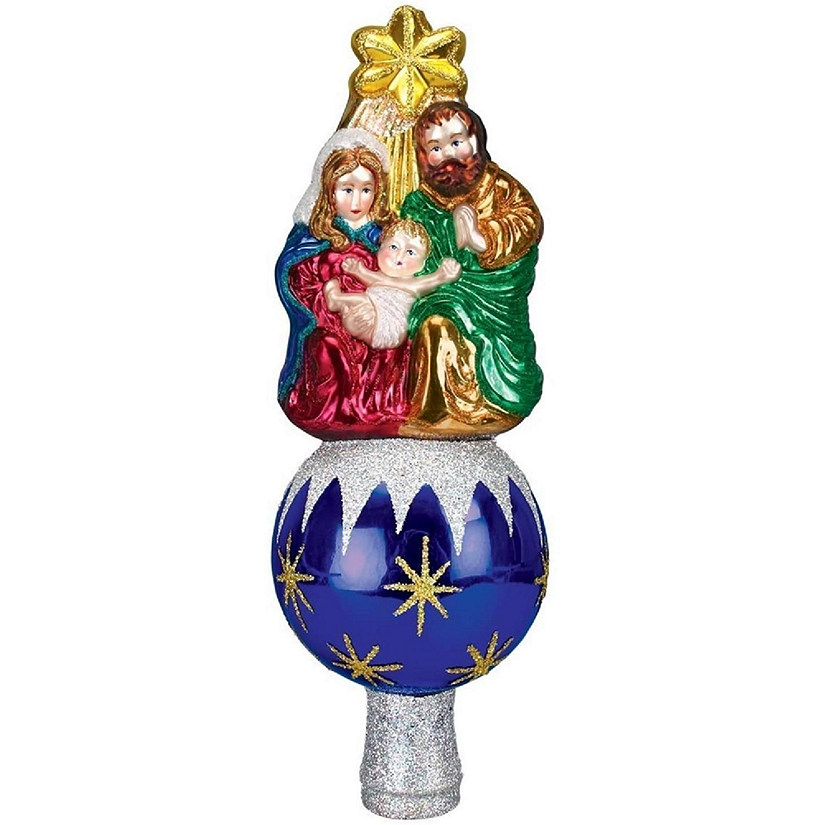 Old World Christmas 50010 Glass Blown Nativity Tree Top Ornament Image