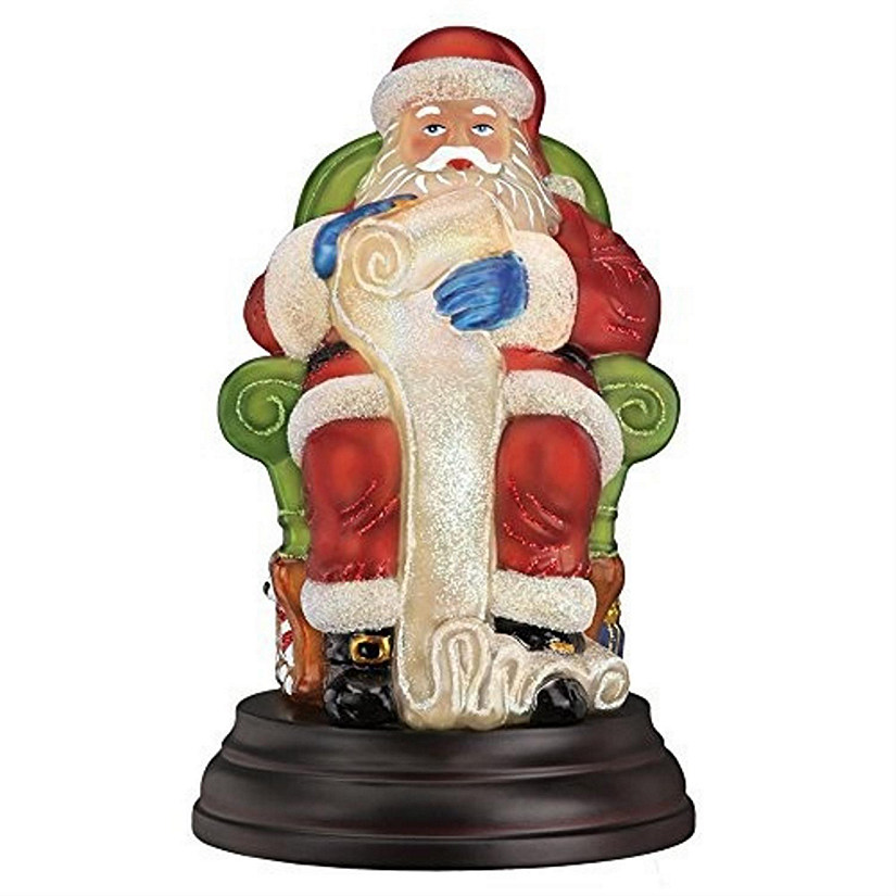 Old World Christmas 529778 Glass Blown Santa Checking His List Light Ornament Image
