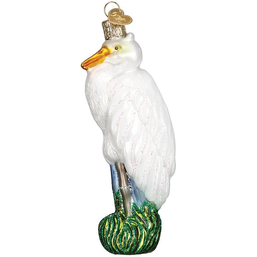 Old World Christmas Bird Watcher Collection Glass Blown Ornaments Great Egret Image