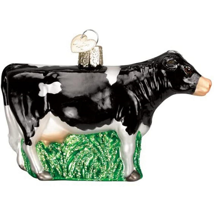 Old World Christmas Black Dairy Cow Glass Blown Ornament for Christmas Tree Image