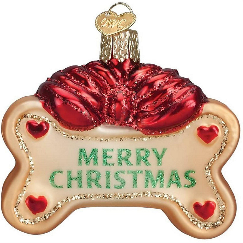 Old World Christmas Blown Glass Christmas Ornament, Merry Christmas Dog Treat Image