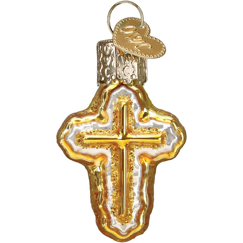 Old World Christmas Blown Glass Mini Ornament, Golden Cross Image