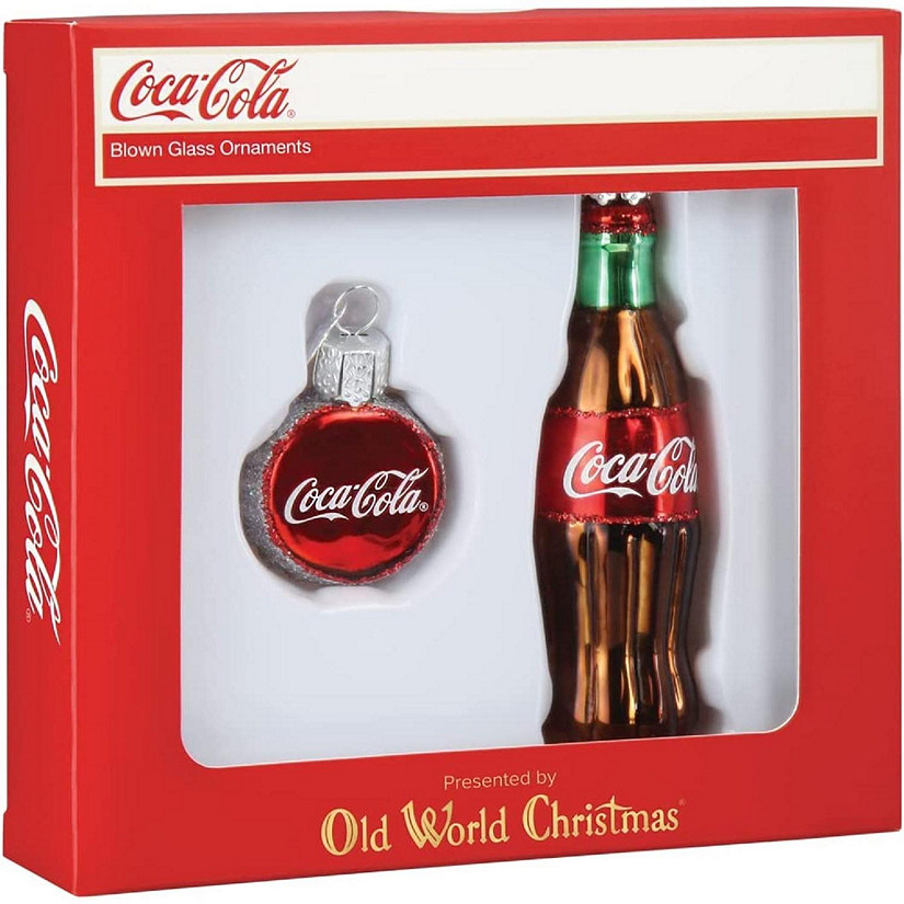 Old World Christmas Blown Glass Ornaments, Coca-Cola Bottle and Cap (2-Piece Set Image