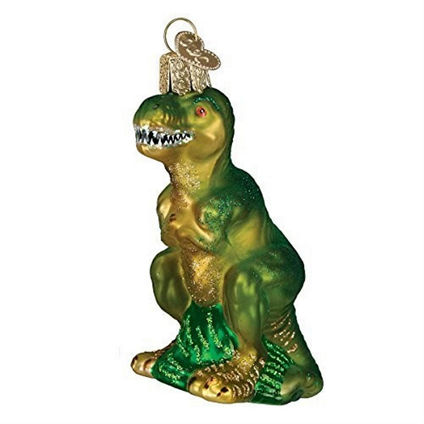 Old World Christmas Blown T-Rex Glass Ornament Image