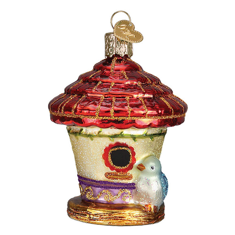 Old World Christmas Charming Birdhouse Glass Ornament Decoration 16108 FREE BOX Image