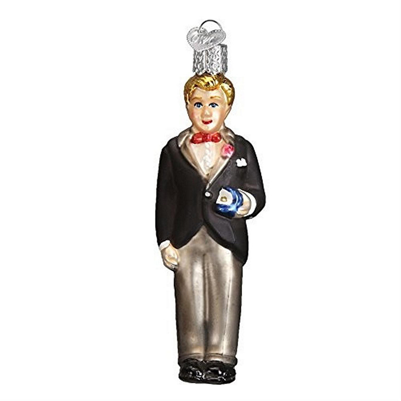 Old World Christmas Collection Hanging Glass Blown Ornament, Blonde Groom Image
