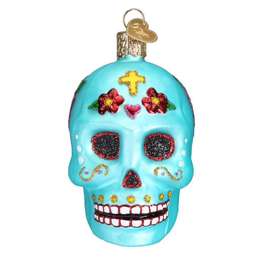 Old World Christmas Day of the Dead Sugar Skull Glass Ornament 26069 FREE BOX Image