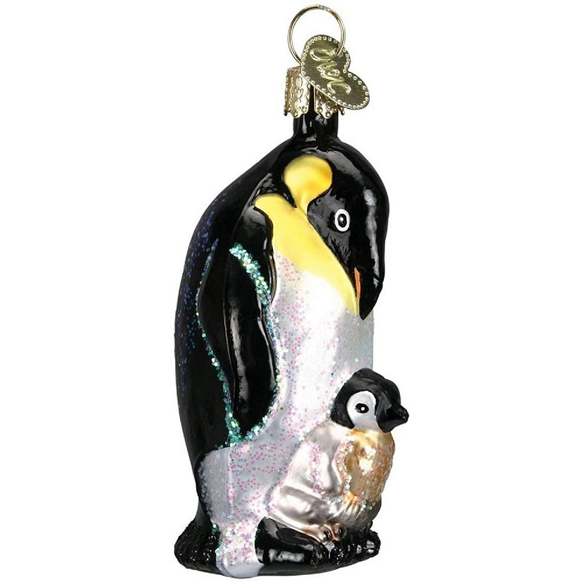 Old World Christmas Glass Blown Ornament- 16058 Emperor Penguin w Chick- 3 Image