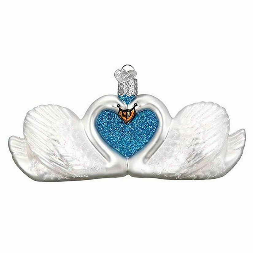 Old World Christmas Glass Blown Ornament- 16137 Swans in Love- 5.5 Image