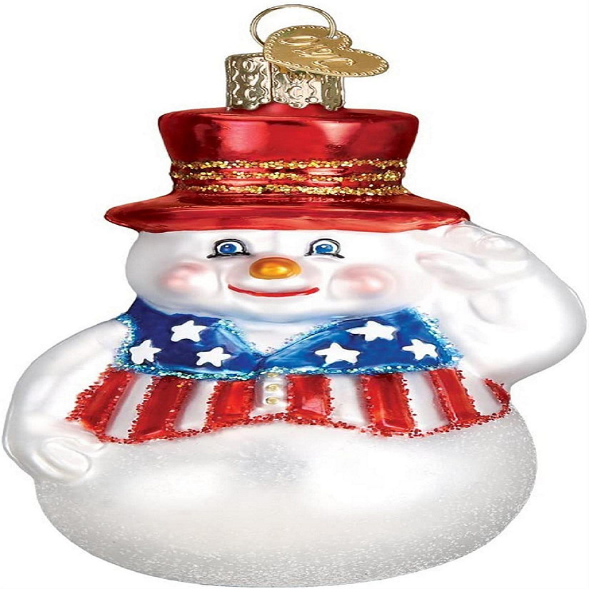 Old World Christmas Glass Blown Ornament 24180 Patriotic Snowman- 3.5 Image
