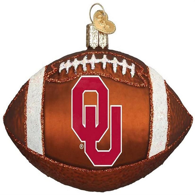 Old World Christmas Glass Blown Ornament 60400 Oklahoma Football, 4 Inches Image