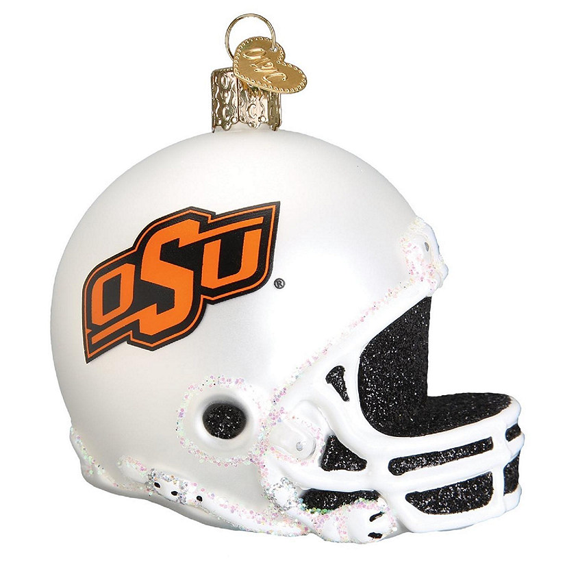 Old World Christmas Glass Blown Ornament 60517 Oklahoma State Helmet, 3 Inches Image