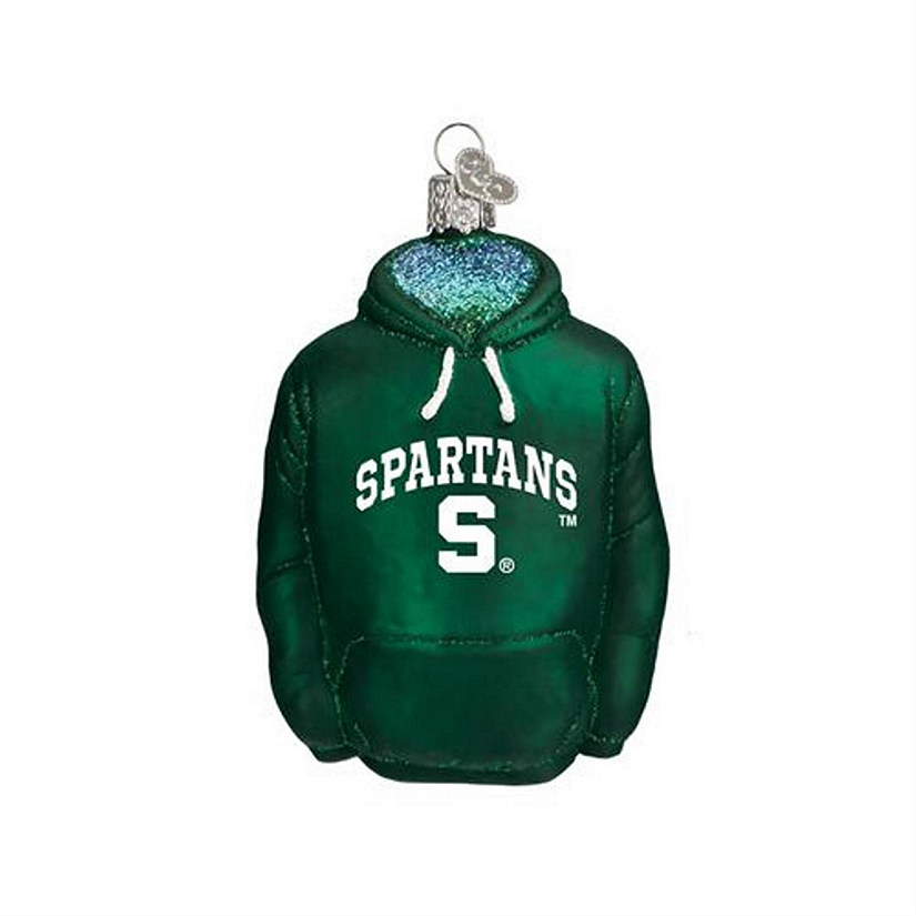Old World Christmas Glass Blown Ornament 63803 Michigan State Hoodie- 4.5 Image