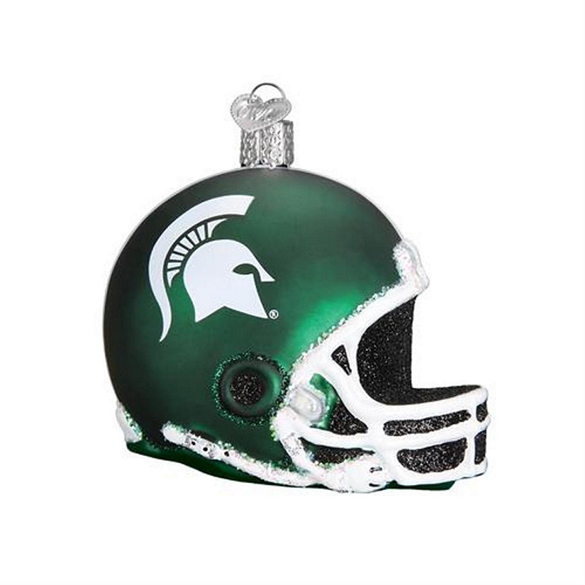 Old World Christmas Glass Blown Ornament 63817 Michigan State Helmet, 3 Inches Image