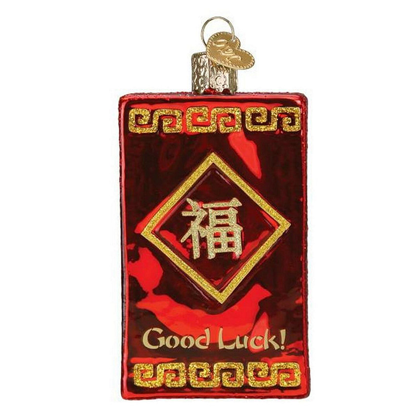 Old World Christmas Glass Blown Ornament- Lucky Red Envelope 36303 Image