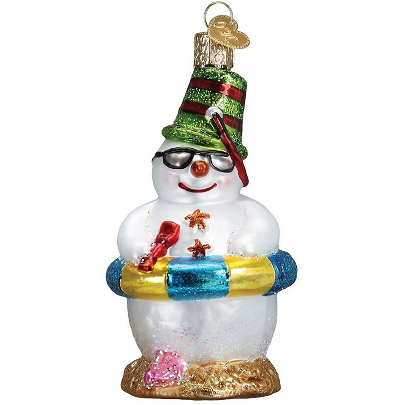 Old World Christmas Glass Blown Ornament Snowman on Beach (#24177) Image