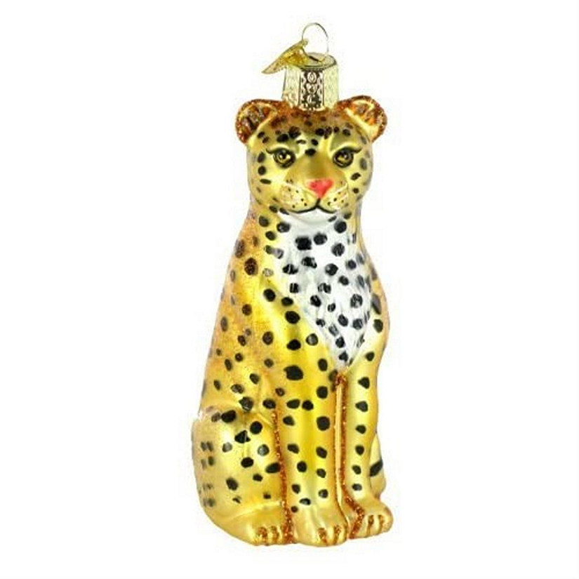 Old World Christmas Glass Blown Ornament Tree Leopard Image