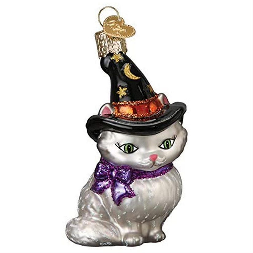 Old World Christmas Glass Blown Ornament Witch Kitten 26089 Image