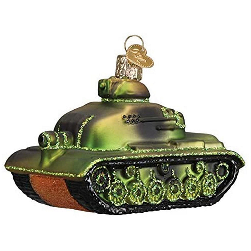 Old World Christmas Glass Blown Ornaments- Military Tank Image