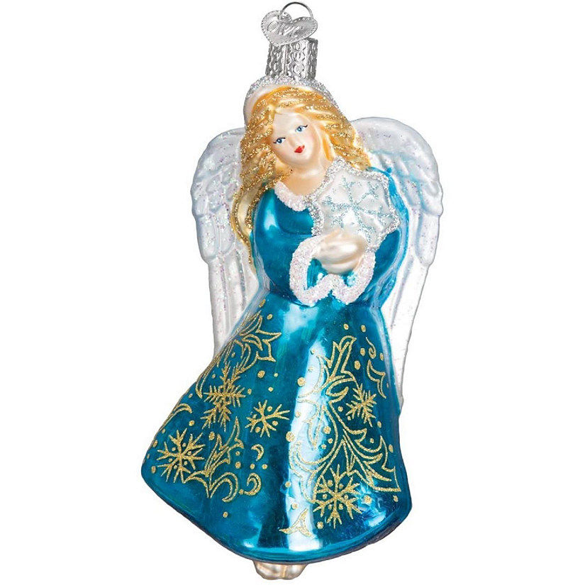 Old World Christmas Glistening Snowflake Angel Glass Blown Ornament Image