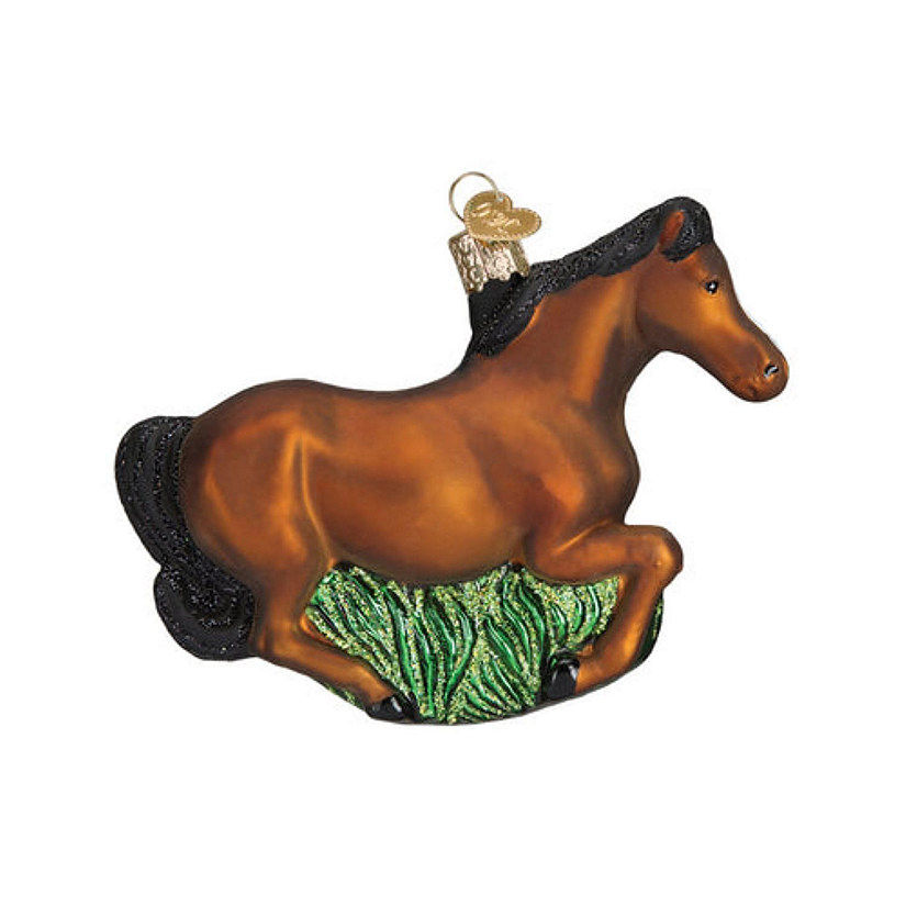 Old World Christmas Hanging Glass Tree Ornament, Brown Mustang Image