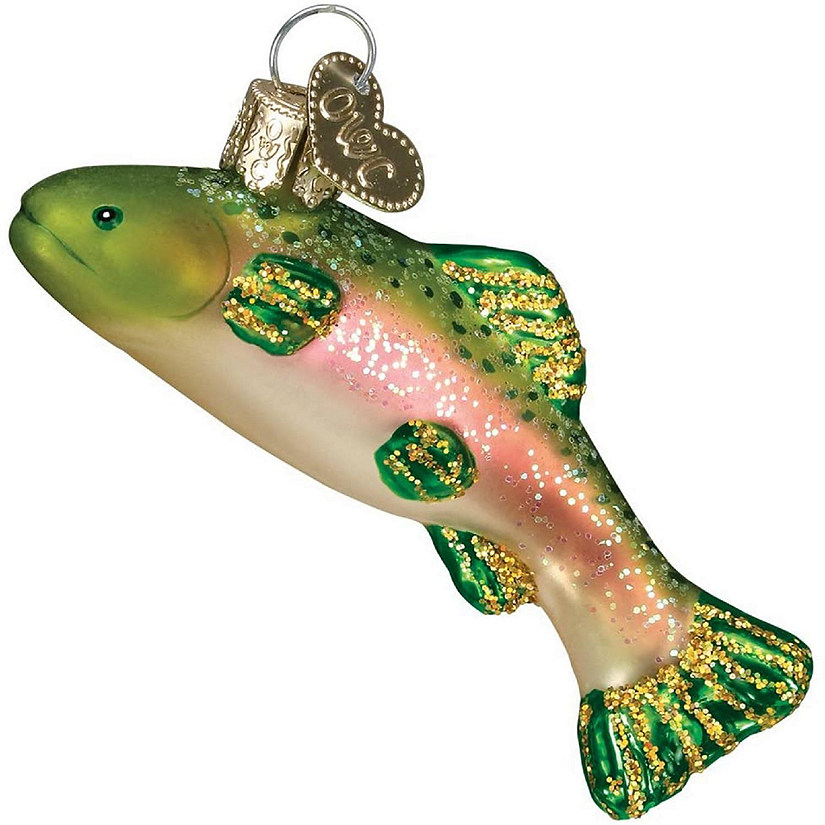 Old World Christmas Hanging Glass Tree Ornament, Mini Rainbow Trout Image