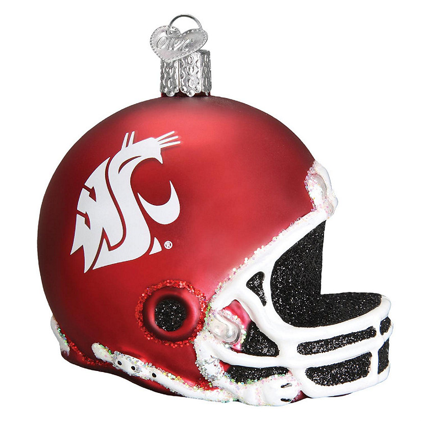 Old World Christmas Hanging Glass Tree Ornament, WSU Football Helmet Image