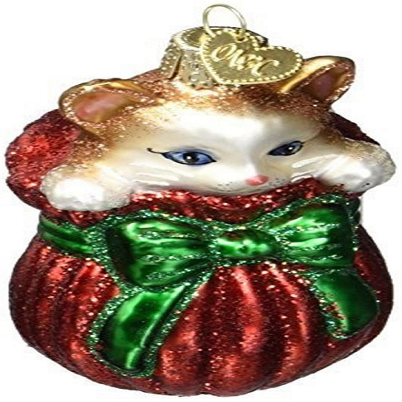 Old World Christmas Letting The Cat Out Of Bag Glass Blown Ornament Image