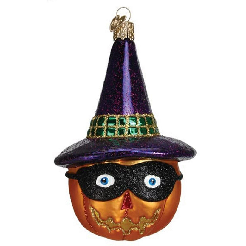 Old World Christmas Masked Witch Jack O feetLantern Glass Blown Ornament Image