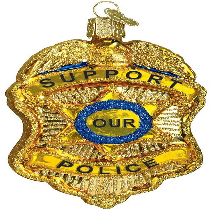 Old World Christmas Officer Gifts Glass Blown Ornaments for Christmas Tree Police Badge Image