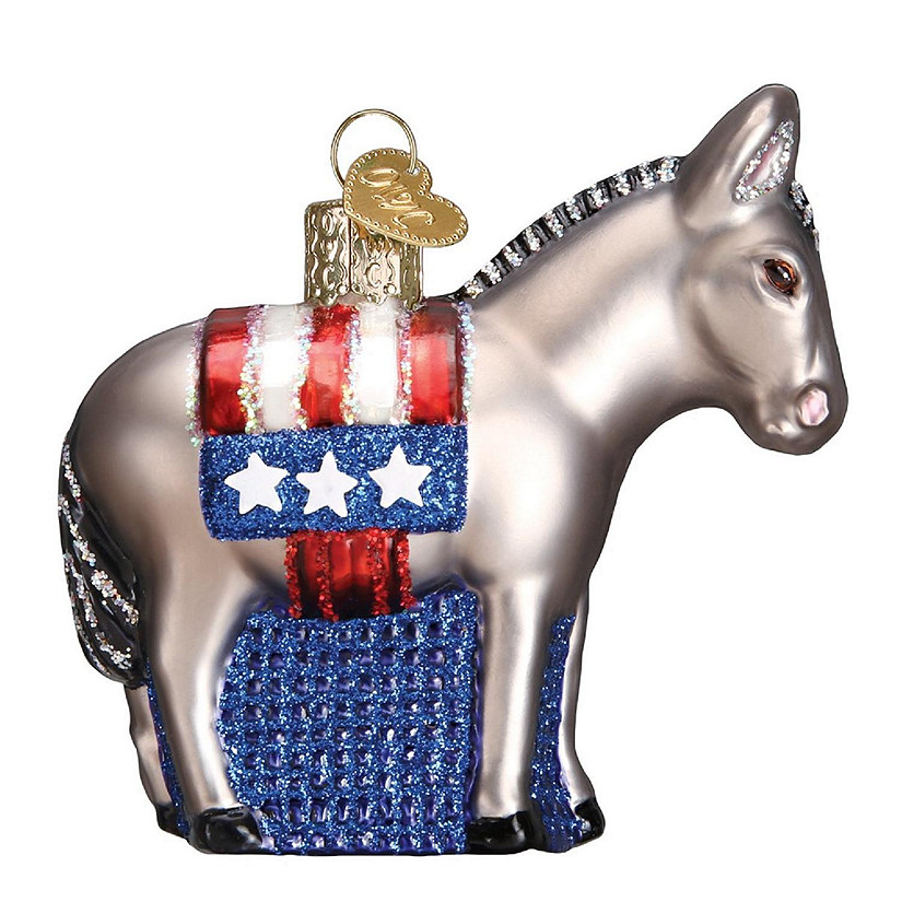 Old World Christmas Political Gifts Glass Blown Ornaments Democratic Donkey Image